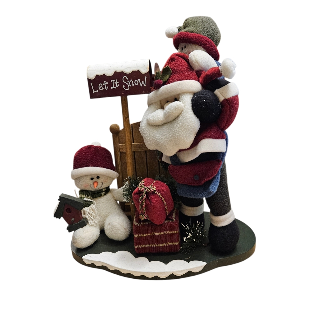 Prima Creations Christmas Santa Snowman Tabletop Decor Let It Snow 16 Inch